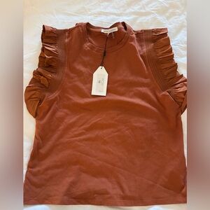NWT English Factory size medium Ruffle Sleeve Cotton Top - Rust